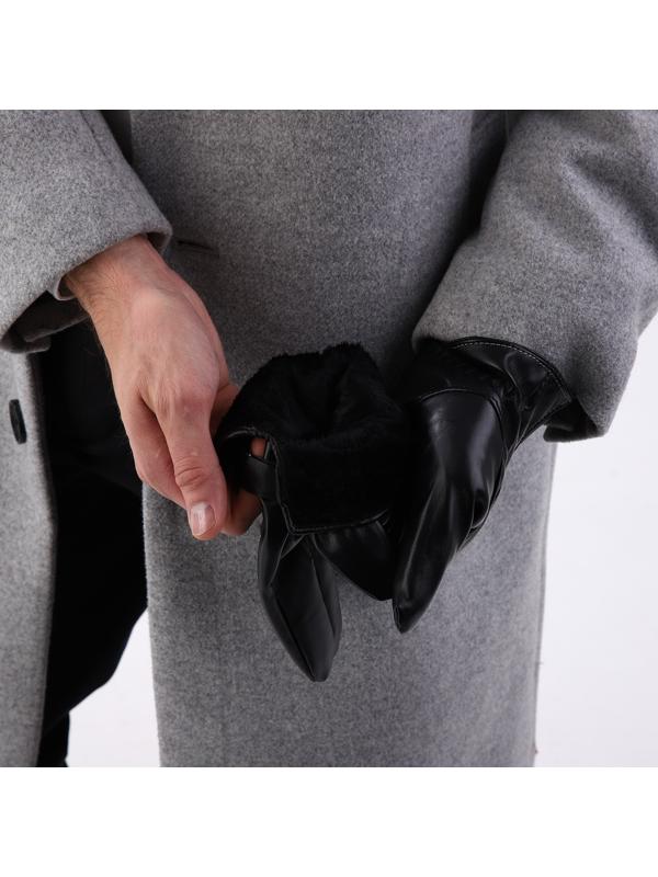 Перчатки мужские, безразмерные, с утеплителем, цвет чёрный