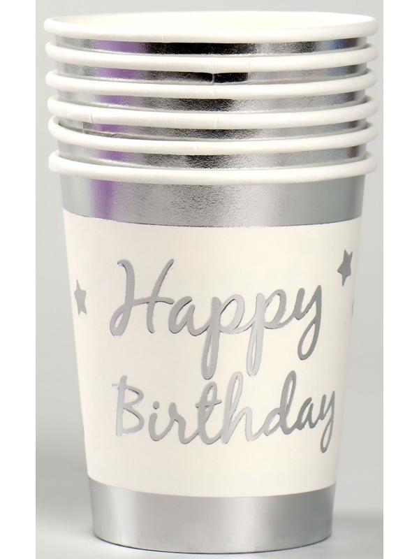Стакан бумажный «С днём рождения», в наборе 6 шт