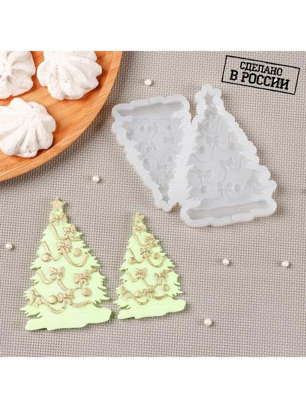 Силиконовая форма «Ёлка с бантиками», 12×10 см, цвет прозрачный