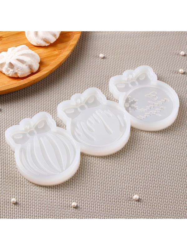 Силиконовая форма «Ёлочные игрушки», 3 шт, цвет прозрачный