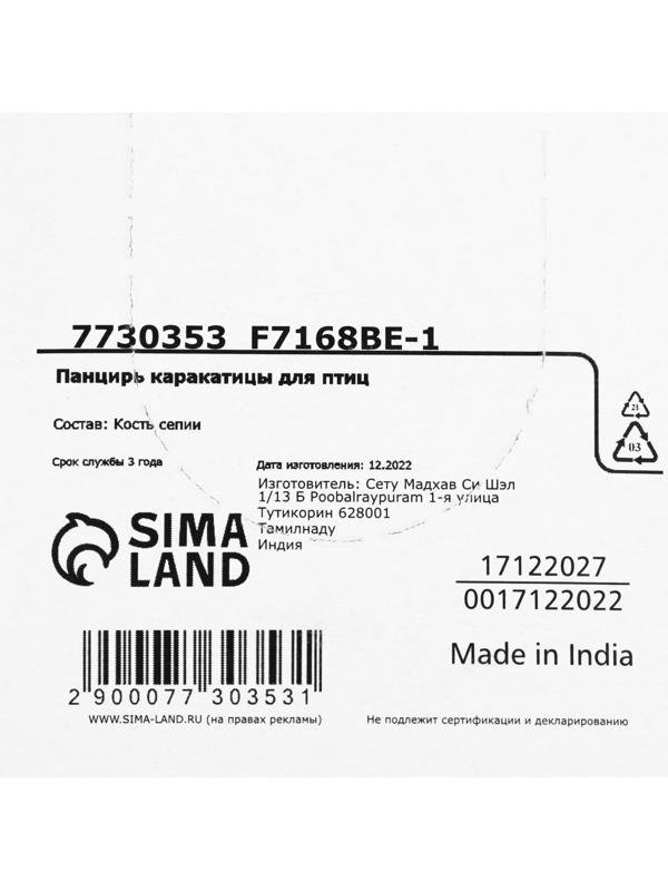Панцирь каракатицы для птиц 12 см, белый