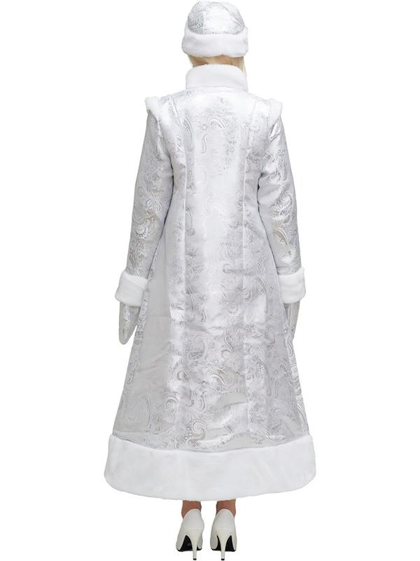 Карнавальный костюм «Снегурочка», шуба из парчи длинная, цвет серебристый, р. 50