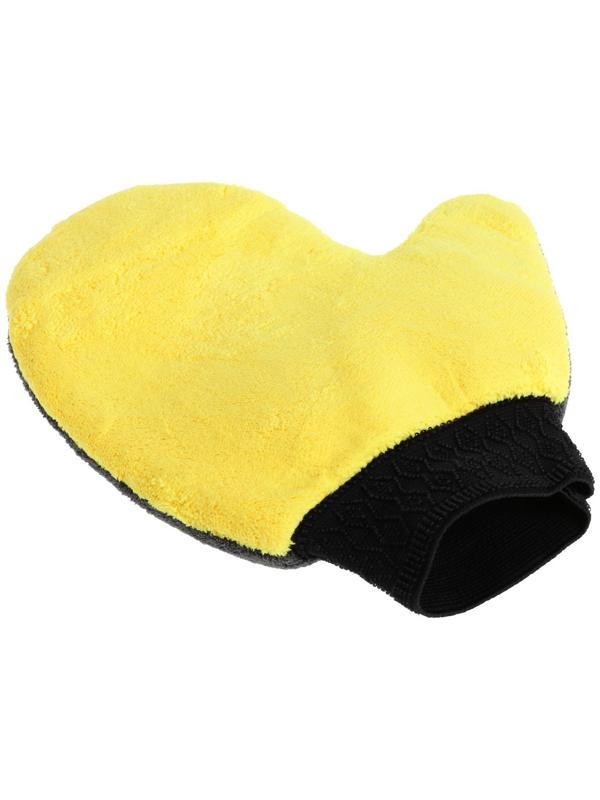 Варежка для мытья автомобиля TORSO, 20×24 см, двухсторонняя, серо-желтая