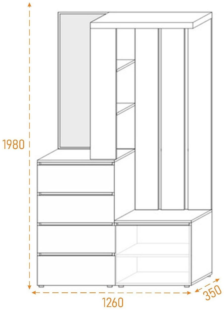 Прихожая Крона, 1260х350х1980, Графит