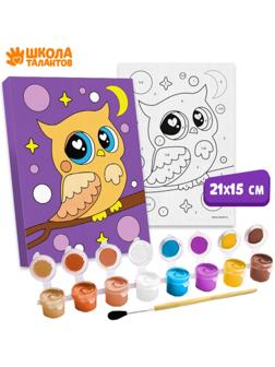 Картина по номерам «Совушка на ветке» 21х15 см