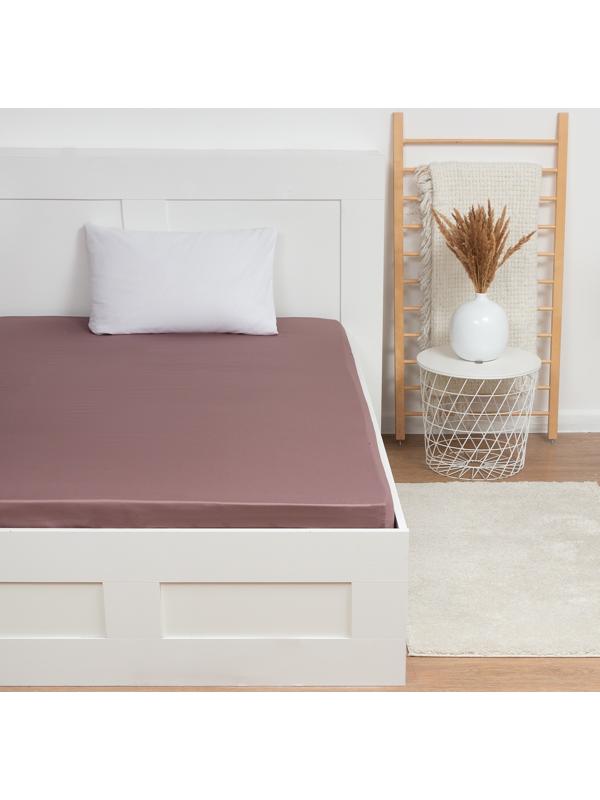 Простыня на резинке Twilight Mauve 160х200х25 см, 100% хлопок, мако-сатин, 114г/м2