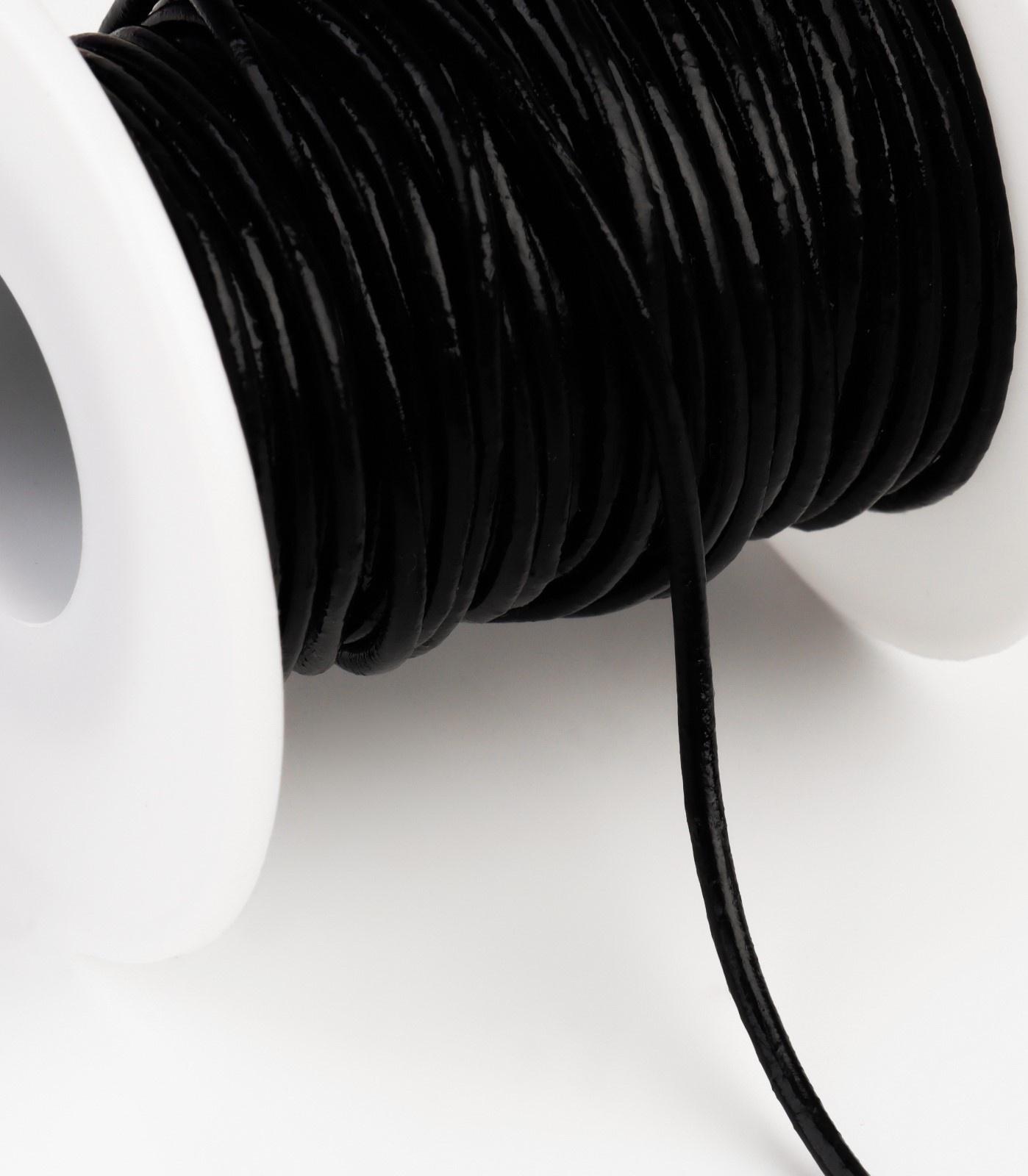 Шнур для плетения, из натуральной кожи, d = 2 мм, 10 ± 0,5 м, цвет чёрный