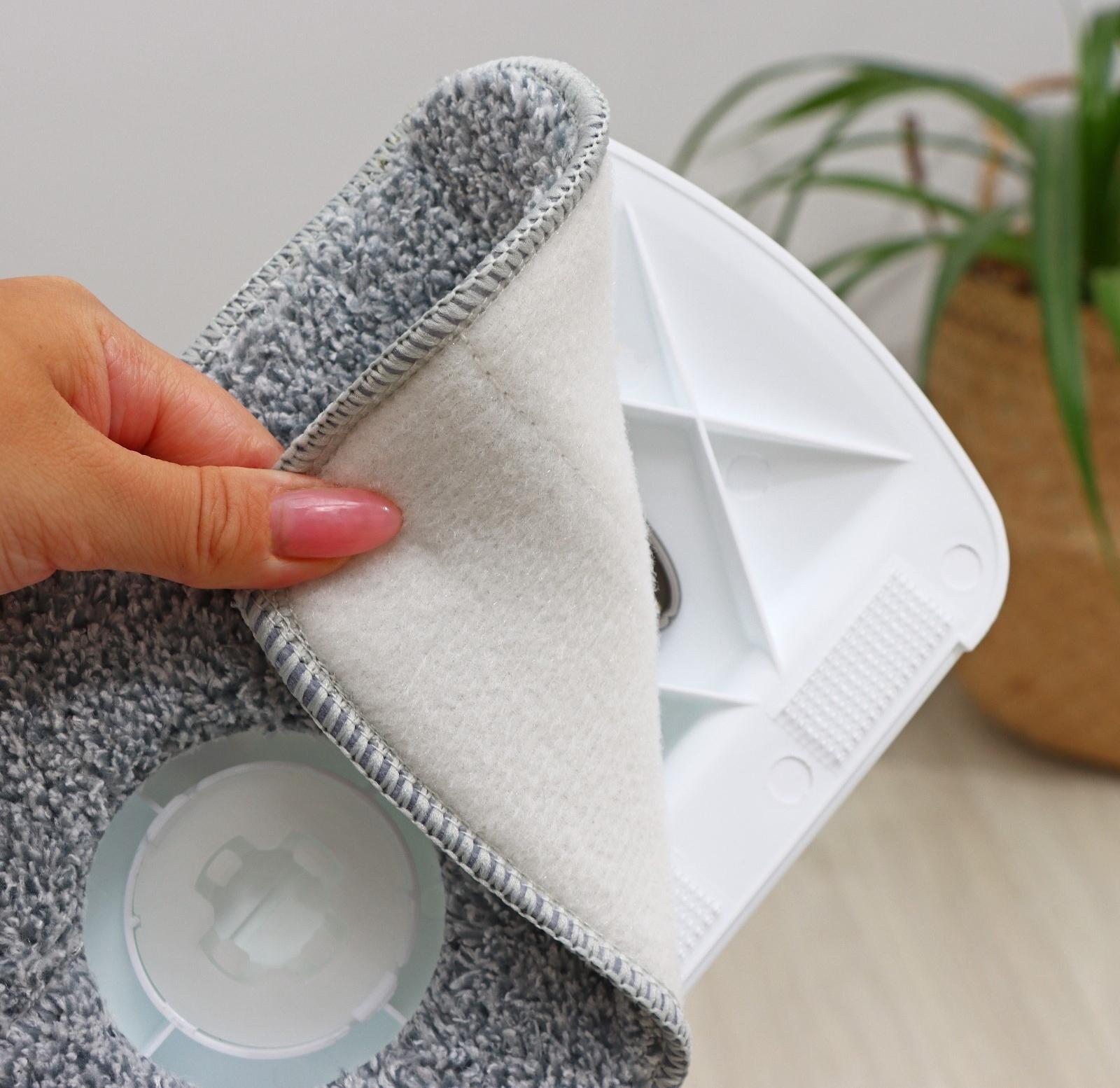 Швабра с отжимом и ведро с подачей воды Raccoon, 34×34×19 см, прямоугольная швабра 30×14×134 см, 2 насадки из микрофибры