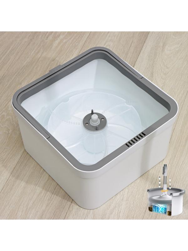 Швабра с отжимом и ведро с подачей воды Raccoon, 34×34×19 см, прямоугольная швабра 30×14×134 см, 2 насадки из микрофибры