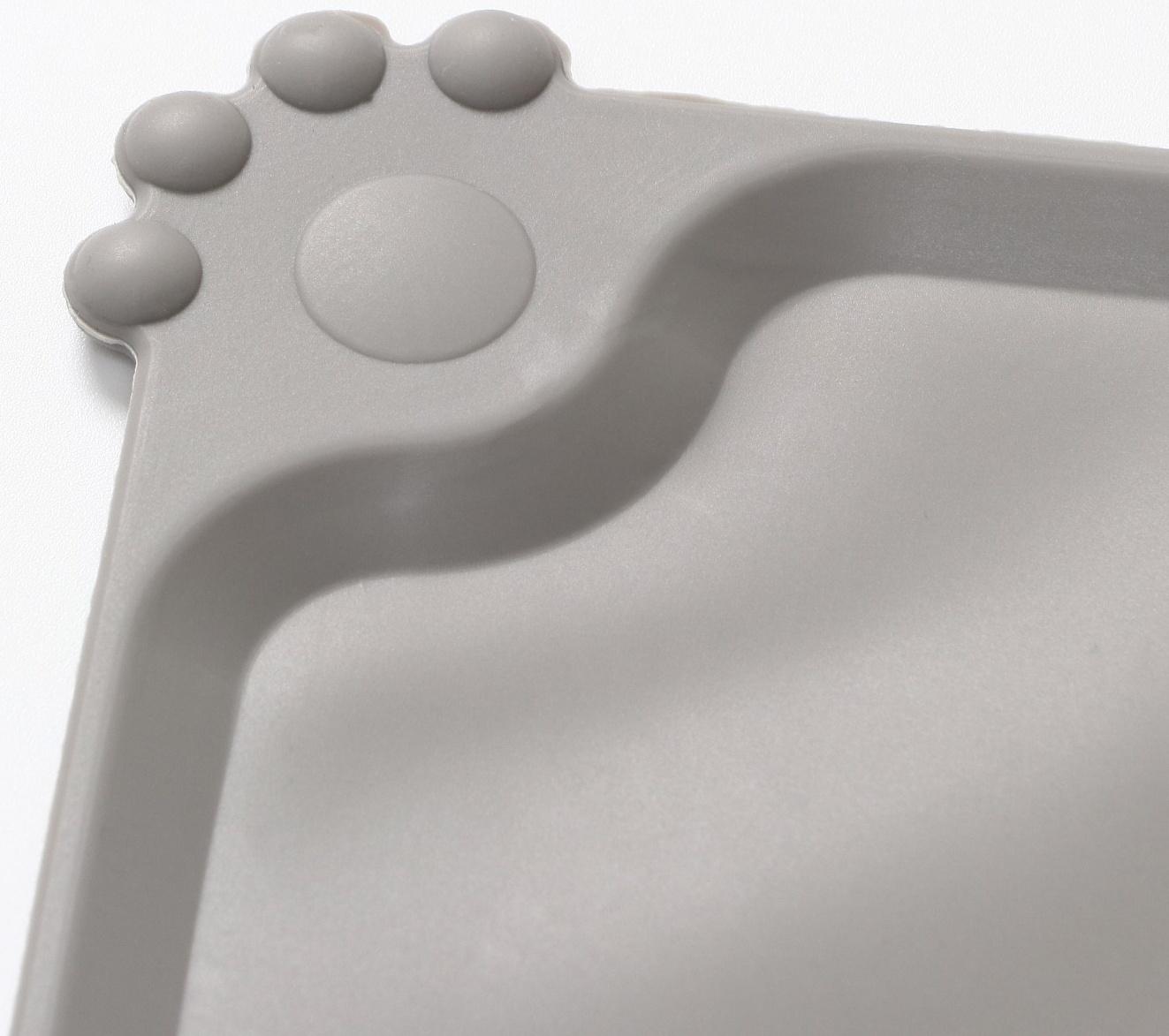 Коврик силиконовый под миску, 47 х 30 см, серый