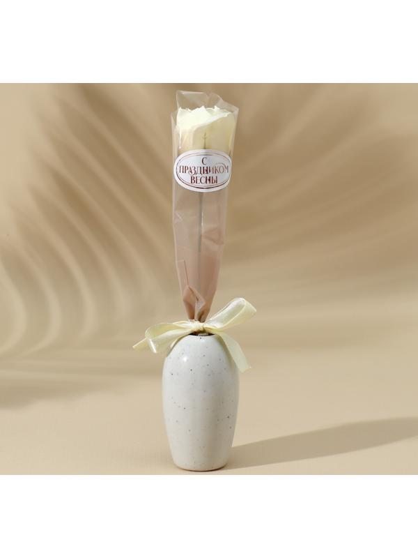 Мыло твёрдое лепестковое «С Праздником весны», 1шт, цвет белый