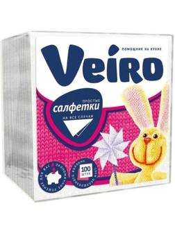Салфетки бумажные Veiro, сезонные, белые, 100 шт.