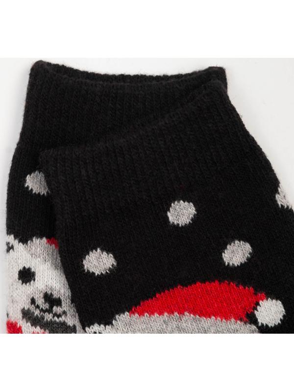 Носки женские шерстяные «Медведь в шапке», цвет чёрный, размер 36-40