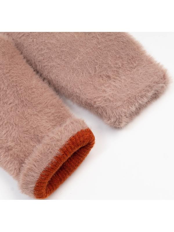 Варежки женские, цвет бежевый, размер 7-8