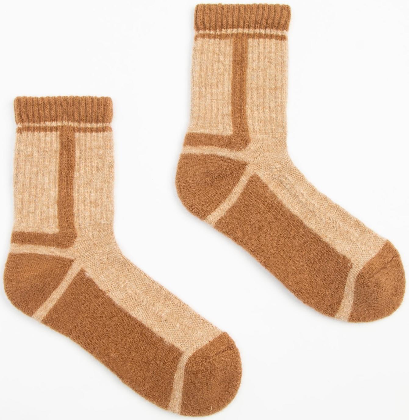 Носки женские с пухом верблюда, цвет бежевые/рыжий след, размер 35-37