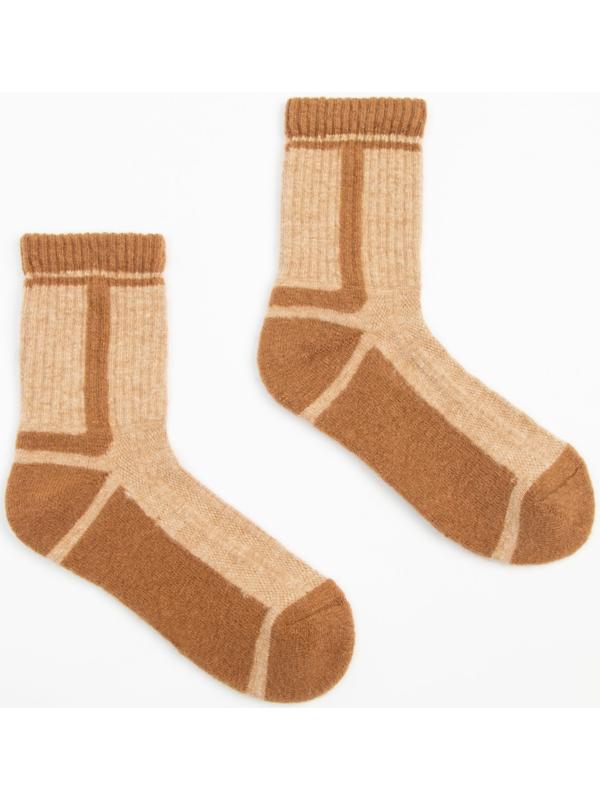 Носки женские с пухом верблюда, цвет бежевые/рыжий след, размер 35-37