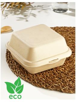 Бургер-бокс, 450 мл, неразъёмная крышка, сахарный тростник