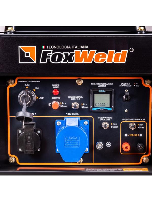Генератор дизельный Foxweld D5500-1, 220 В, 5.5 кВт, 1ф, 1x16A + 1x32A, ручной/электростарт