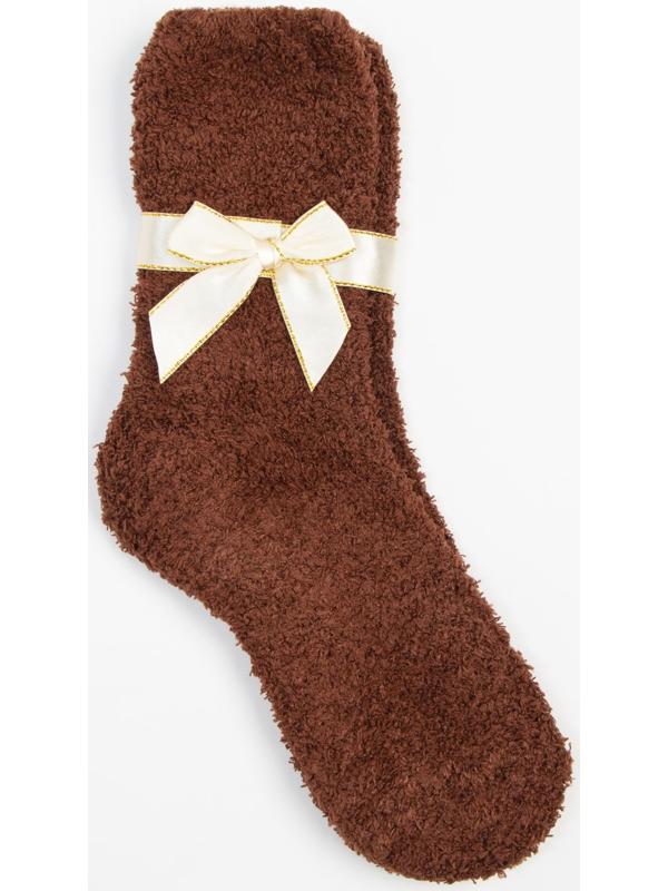 Носки махровые женские, цвет коричневый, размер 36-39
