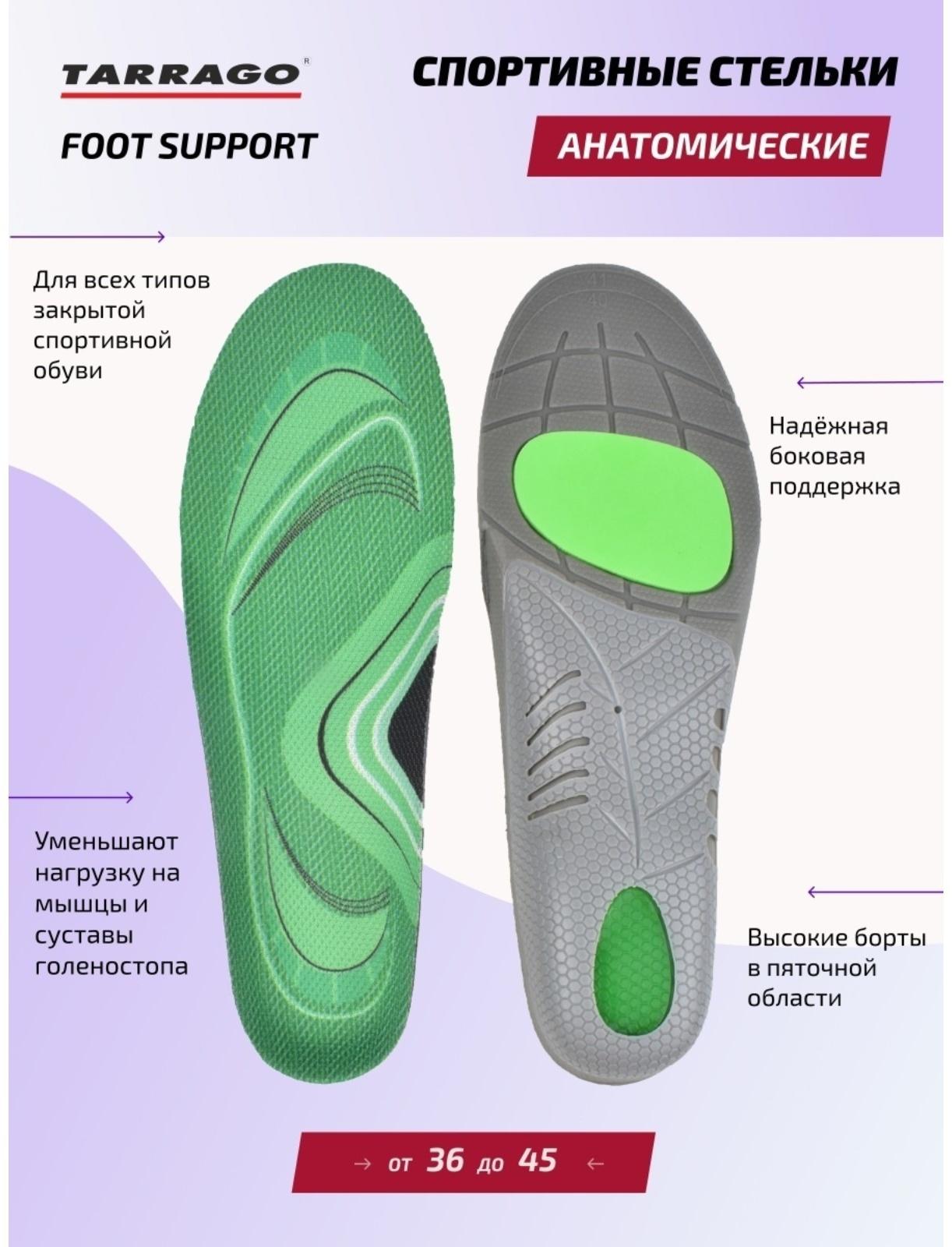 Стельки спортивные Tarrago Foot Support, анатомические, ткань, размер 40-41