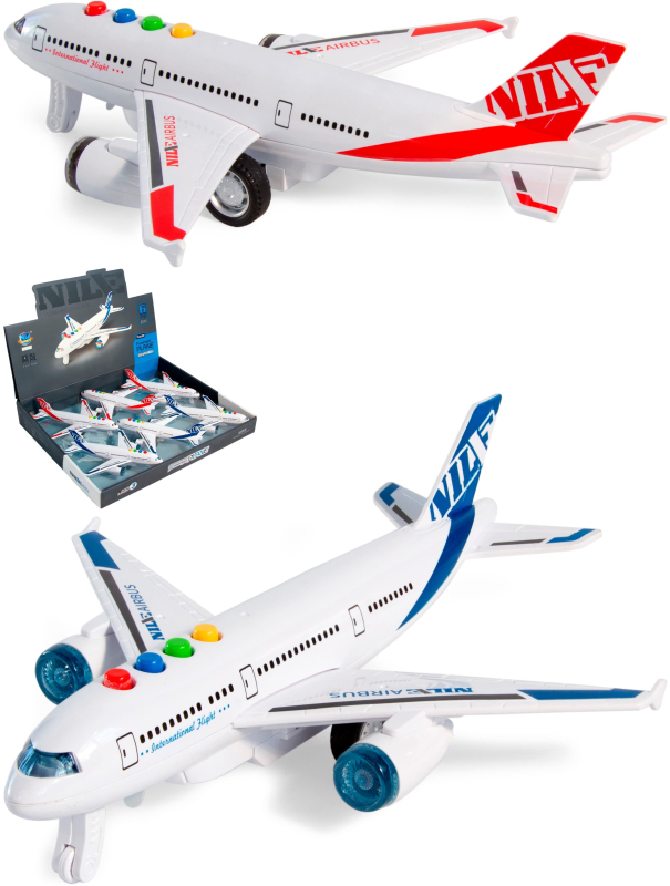 Самолет игрушка пластиковый звук, свет 18,5 х 21,2 х 6,8 см., 101-7 / Микс 1 шт.