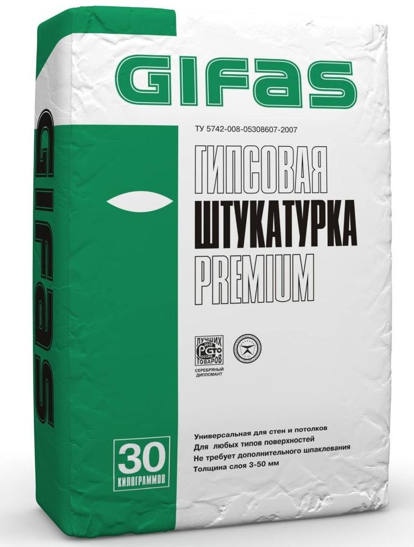 Штукатурка гипсовая Gifas Premium (толщина слоя от 3 мм), 30 кг