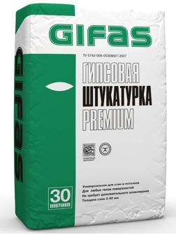 Штукатурка гипсовая Gifas Premium (толщина слоя от 3 мм), 30 кг