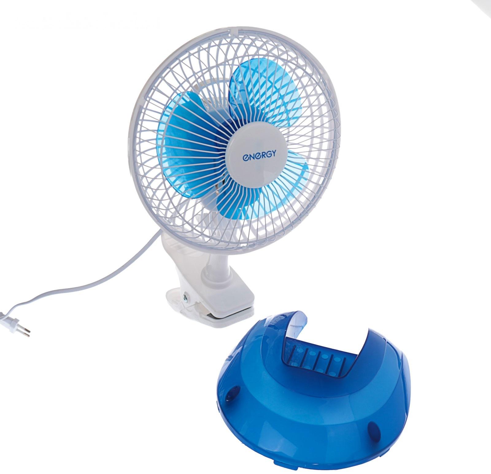 Вентилятор ENERGY EN-0601, настольный, прищепка, подставка, 15 Вт, 2 скорости, бело-синий