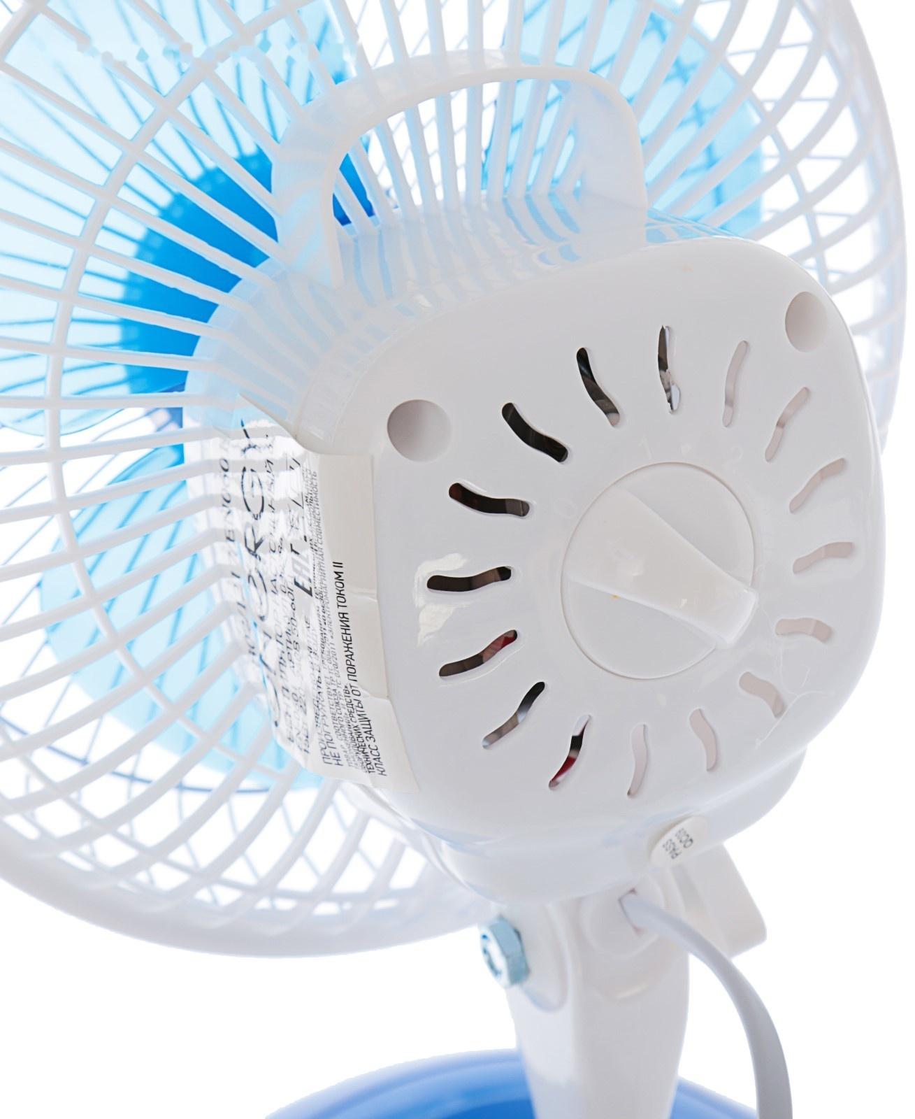 Вентилятор ENERGY EN-0601, настольный, прищепка, подставка, 15 Вт, 2 скорости, бело-синий