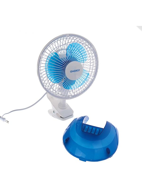 Вентилятор ENERGY EN-0601, настольный, прищепка, подставка, 15 Вт, 2 скорости, бело-синий