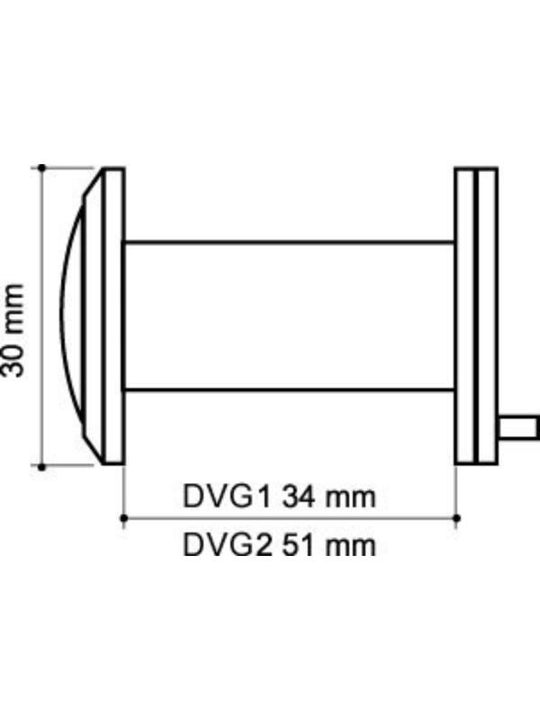 Глазок дверной, стеклянная оптика DVG2, 16/55х85 SN, цвет никель