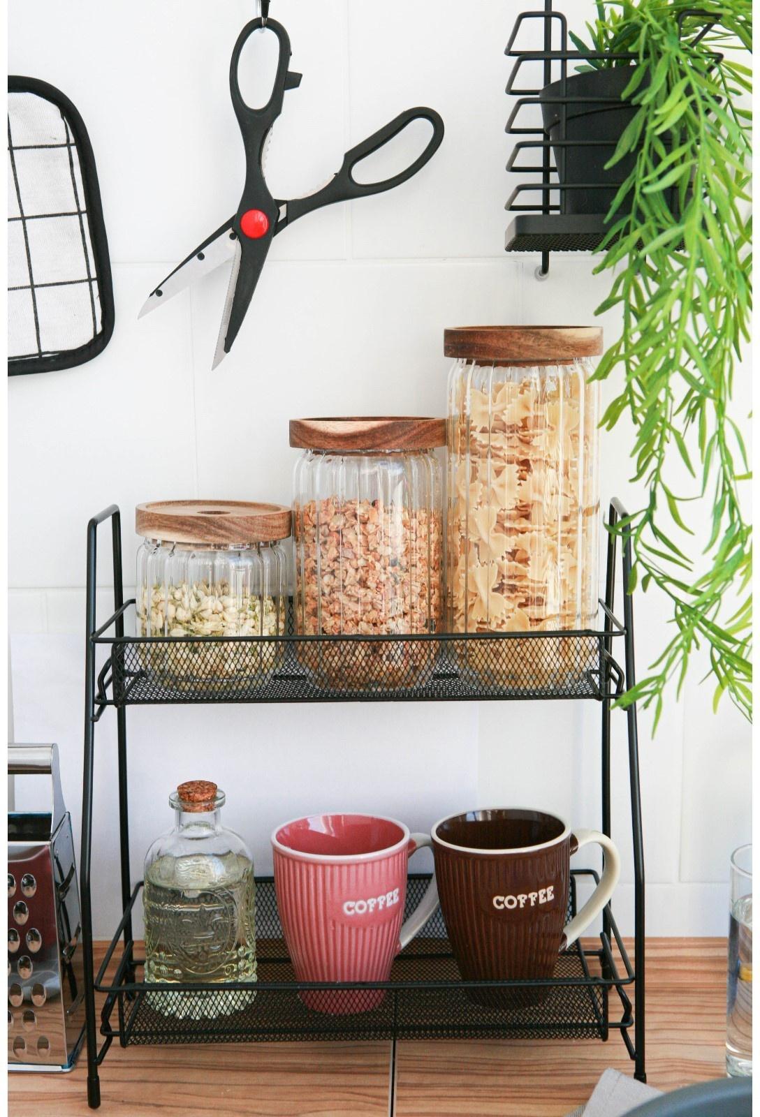 Этажерка 2х-ярусная Доляна, 31×17×32,5 см, цвет чёрный