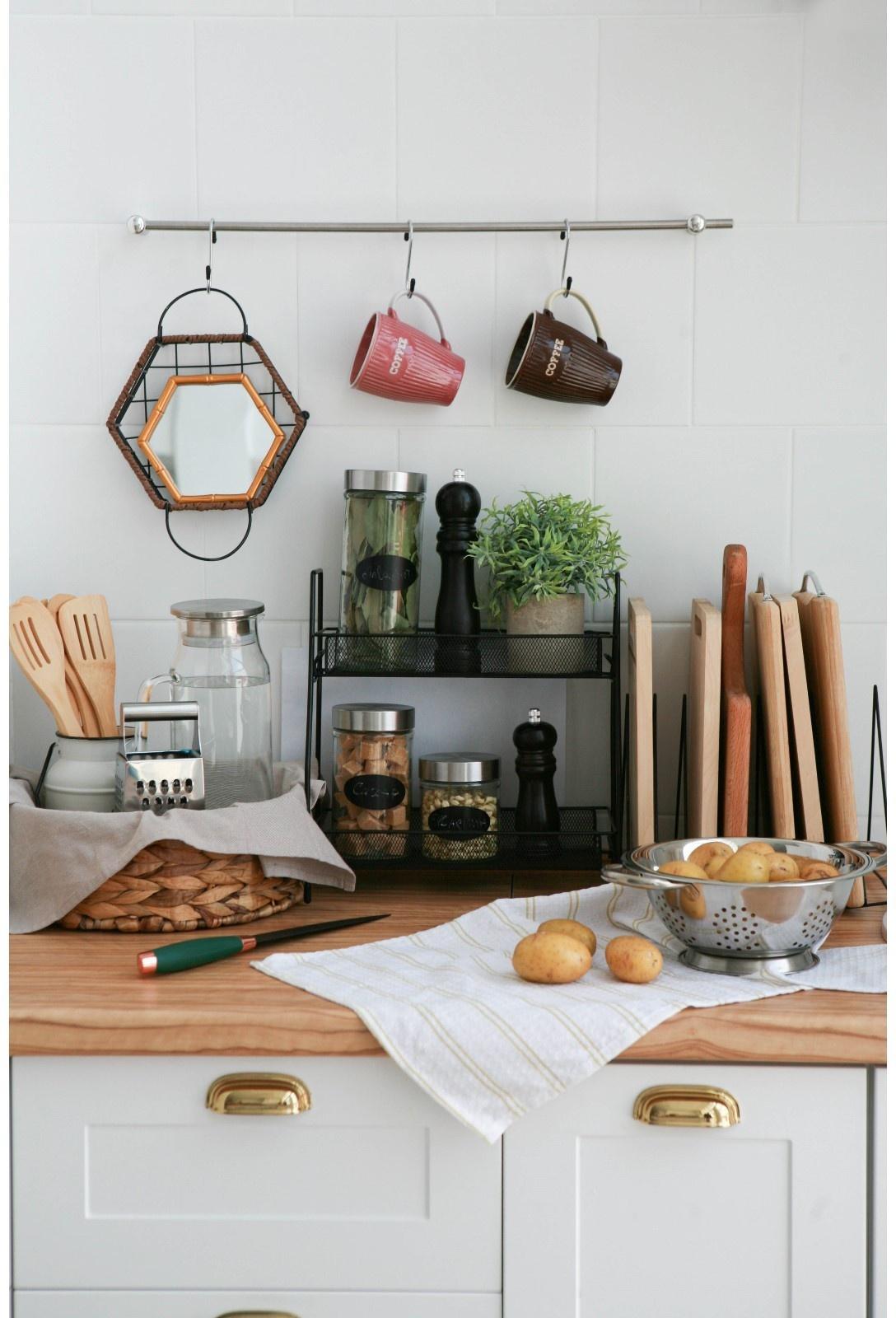 Этажерка 2х-ярусная Доляна, 31×17×32,5 см, цвет чёрный