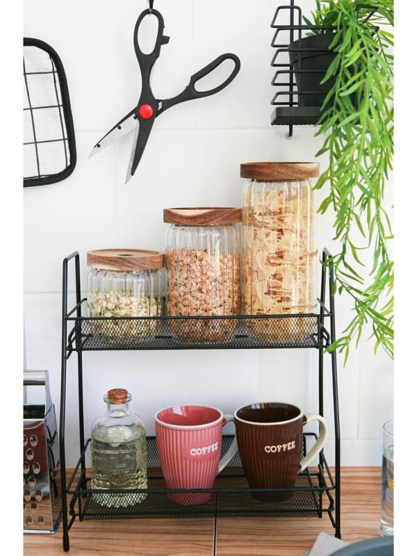 Этажерка 2х-ярусная Доляна, 31×17×32,5 см, цвет чёрный