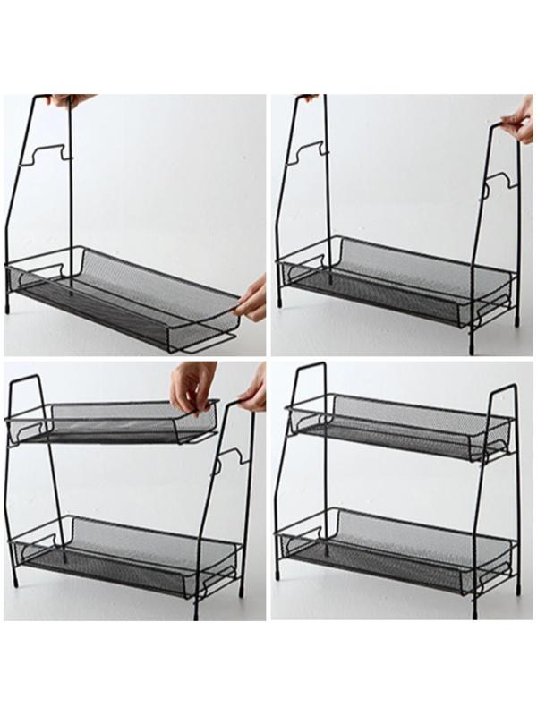 Этажерка 2х-ярусная Доляна, 31×17×32,5 см, цвет чёрный