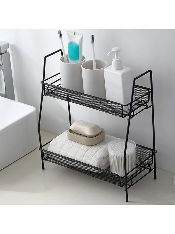 Этажерка 2х-ярусная Доляна, 31×17×32,5 см, цвет чёрный