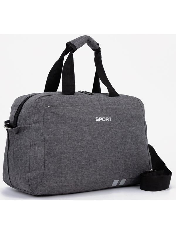 Сумка спортивная на молнии, 3 наружных кармана, цвет серый