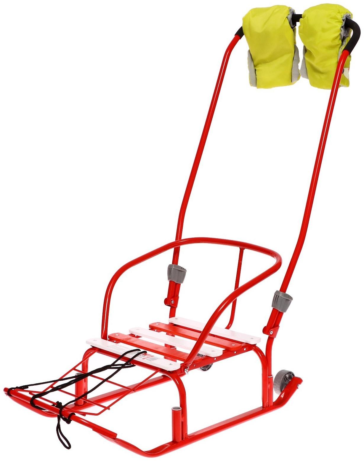 Санки «Тимка 3К» с рукавичками, цвет алый