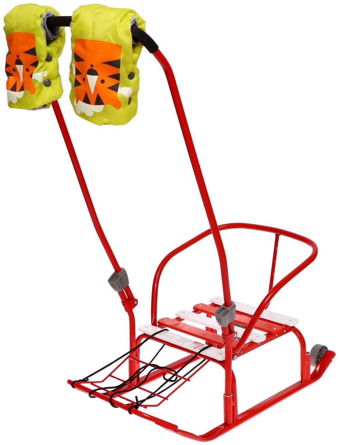 Санки «Тимка 3К» с рукавичками, цвет алый