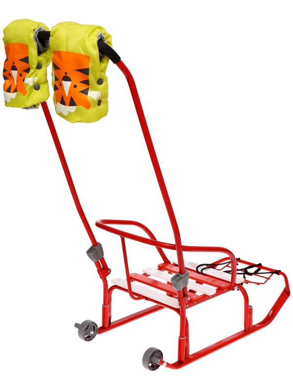 Санки «Тимка 3К» с рукавичками, цвет алый