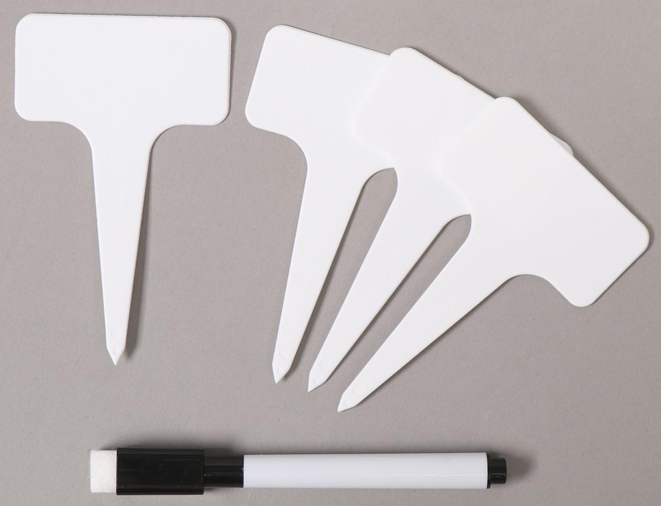 Таблички садовые для маркировки, 7 см, набор 10 шт + маркер, пластик, белые, Greengo