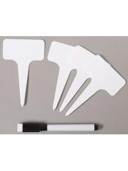 Таблички садовые для маркировки, 7 см, набор 10 шт + маркер, пластик, белые, Greengo