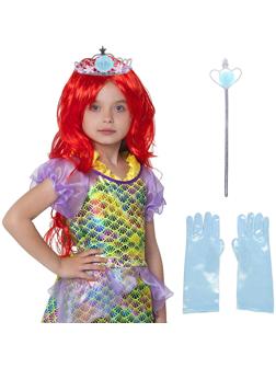 Карнавальный набор «Принцесса-русалка», корона, перчатки, жезл, парик
