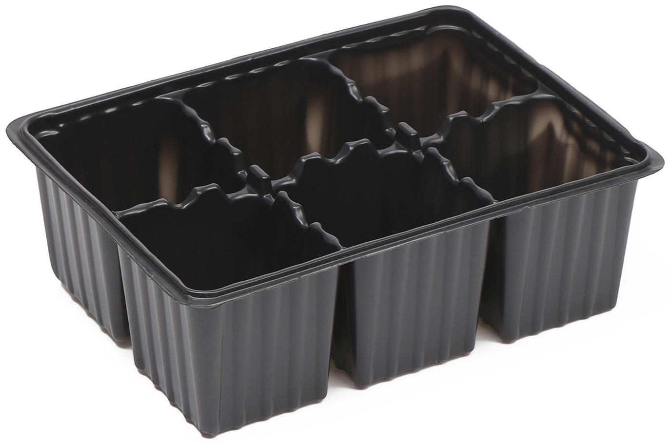 Кассета для рассады, 6 ячеек по 120 мл, набор 5 шт., чёрная