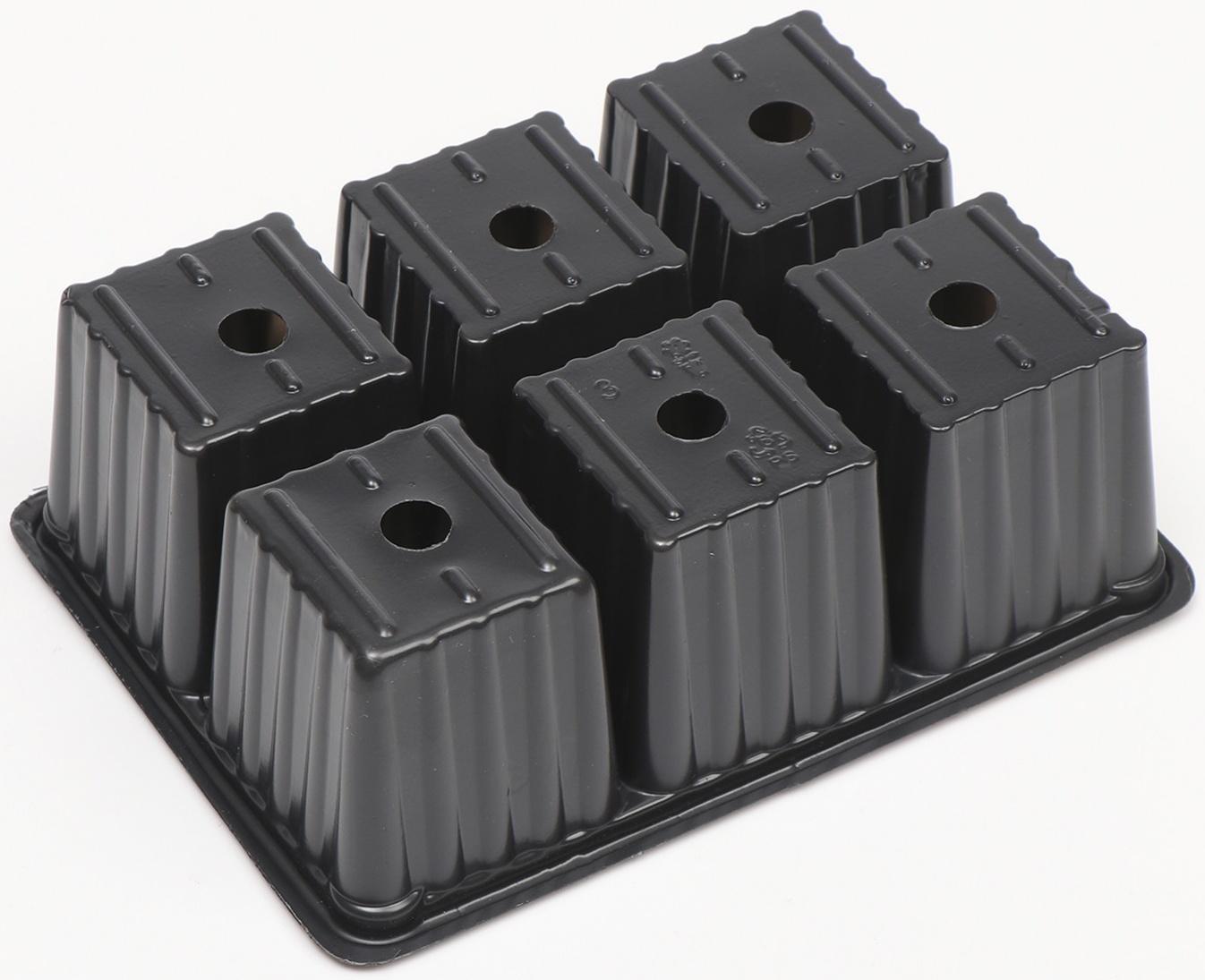 Кассета для рассады, 6 ячеек по 120 мл, набор 5 шт., чёрная