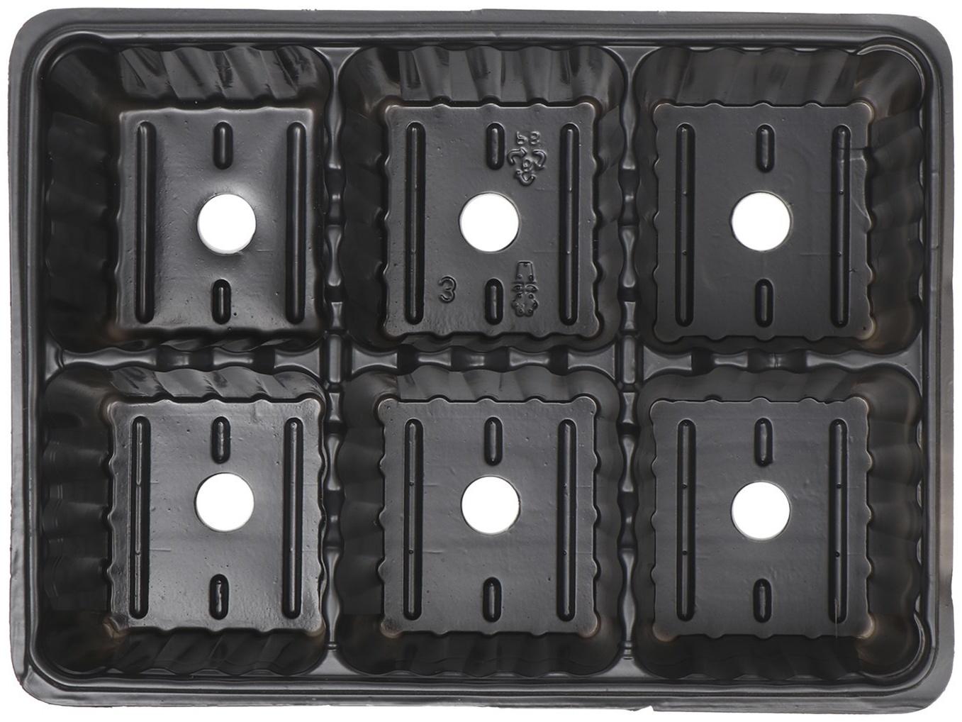 Кассета для рассады, 6 ячеек по 120 мл, набор 5 шт., чёрная