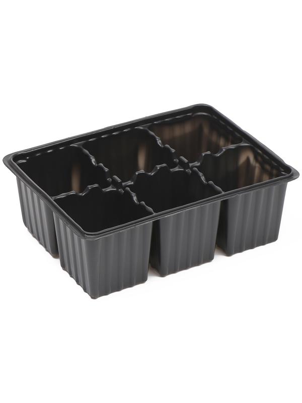 Кассета для рассады, 6 ячеек по 120 мл, набор 5 шт., чёрная