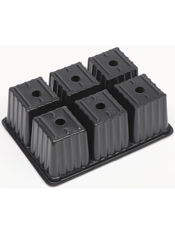 Кассета для рассады, 6 ячеек по 120 мл, набор 5 шт., чёрная