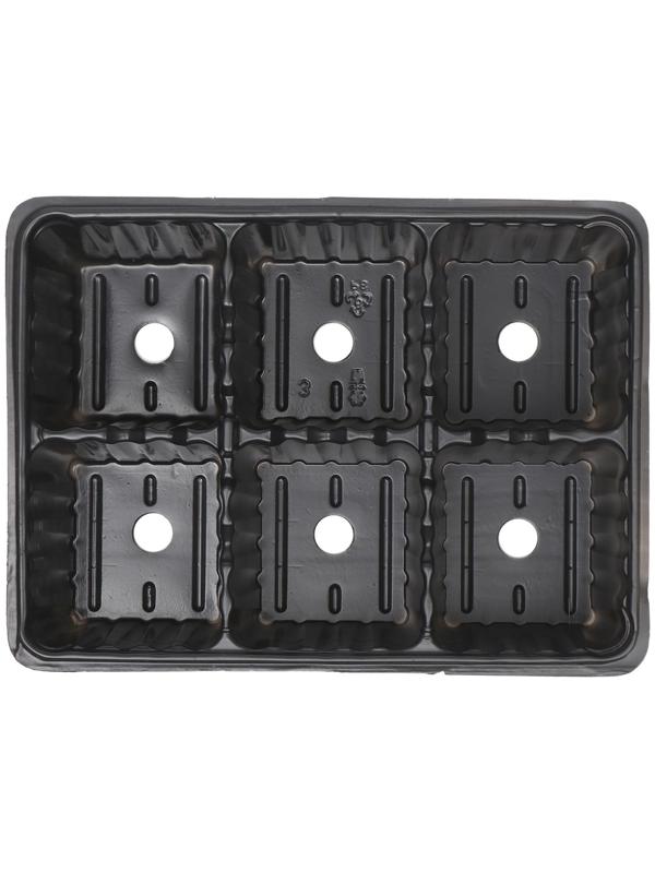 Кассета для рассады, 6 ячеек по 120 мл, набор 5 шт., чёрная
