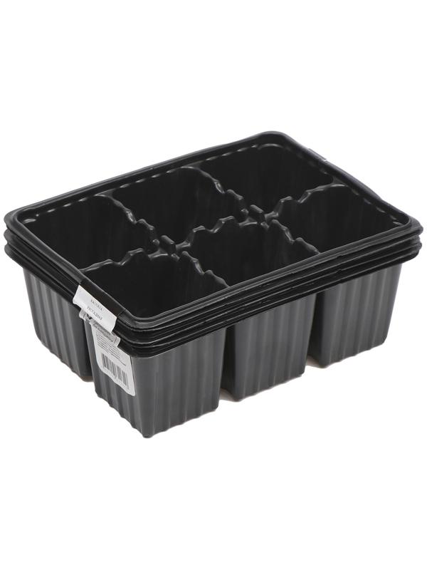 Кассета для рассады, 6 ячеек по 120 мл, набор 5 шт., чёрная